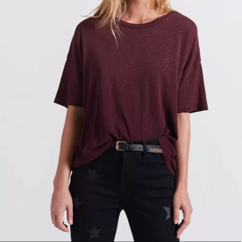 Current/Elliott Distressed Sparkle Roadie T Shirt